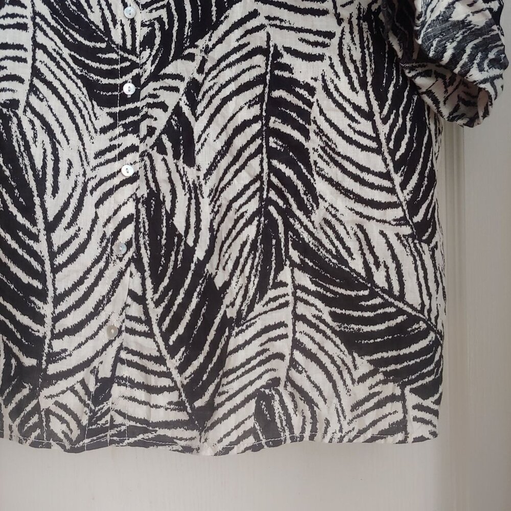 Cynthia Rowley Womens Leaf Print Linen Button Top Business Mature 3X Top - Picture 10 of 12
